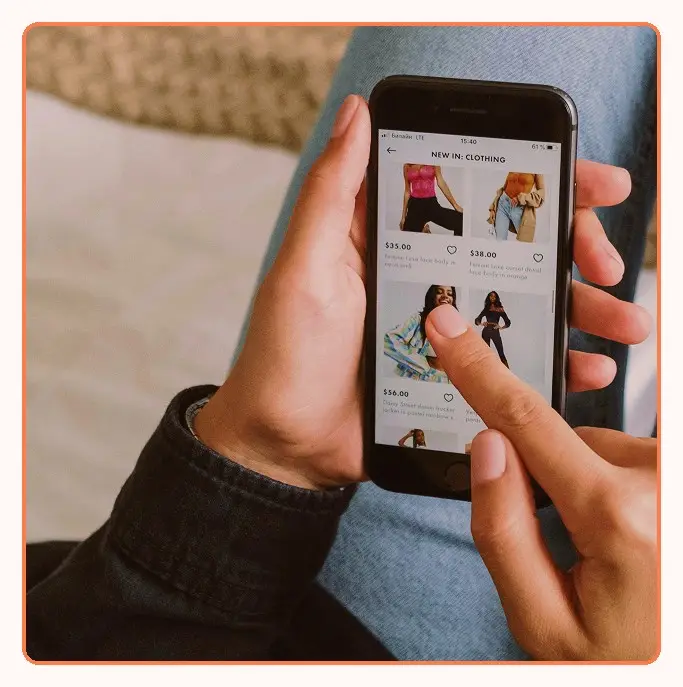 A customer browsing a retail app on a phone
