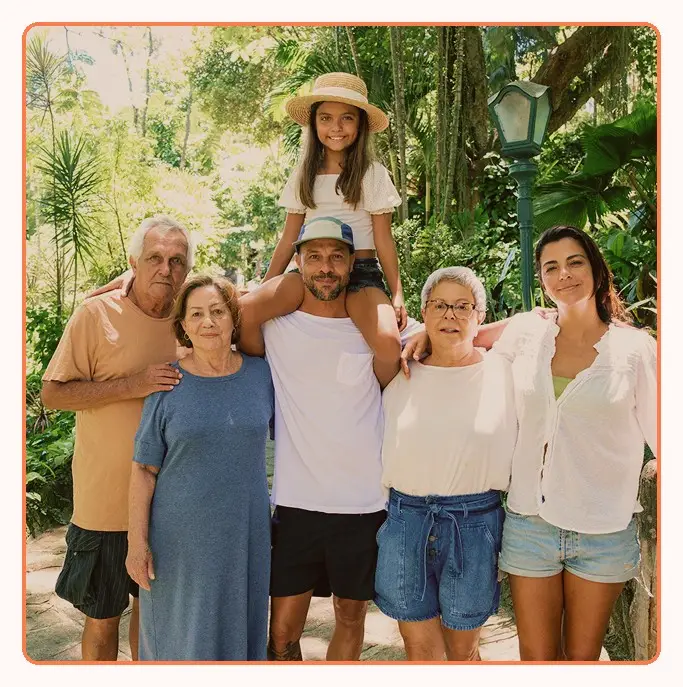 A multigenerational family together outdoors